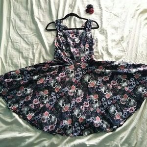 Hell bunny floral skull dress, medium
